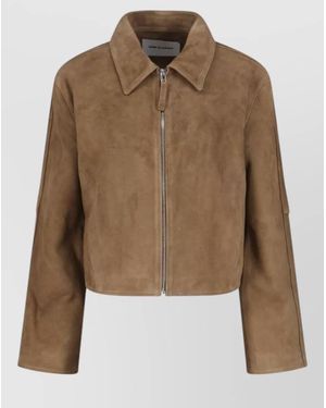 Low Classic Collared Jacket Long Sleeves Side Pocket - Natural