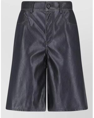 MM6 by Maison Margiela High Rise Slim Tailored Shorts Smooth Finish - Blue