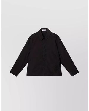 Stone Island Hidden Cuffs Lightweight Canvas Jacket - Black