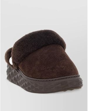 Jimmy Choo Suede Shearling Slippers - Brown