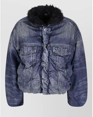DIESEL Faded Denim Padded Jacket - Blue