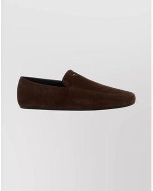 Prada Suede Loafers With Flat Sole And Round Toe - Brown