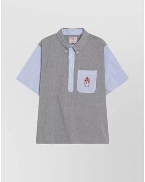 Brain Dead Brooks Brothers Short Sleeve Button-Down Shirt - Gray