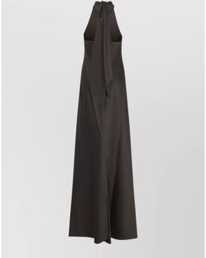 Ralph Lauren Chilton Silk Satin Halterneck Evening Dress - White