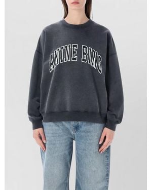 Anine Bing Miles Oversized Crewneck Sweatshirt Dropped Shoulders - Blue