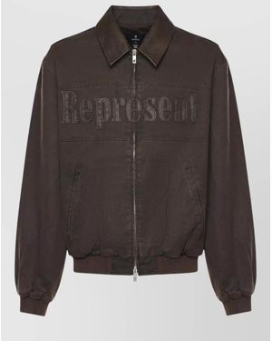 Represent Blazer Jacket Straight Cut Front Pockets Ribbed - Black