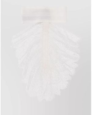 Ann Demeulemeester Lace Ruffled High Neck Pleated Scarf - White