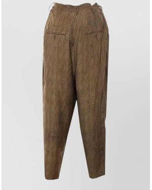 Uma Wang Priya Pants Geometric Pattern Pleated Design - Green