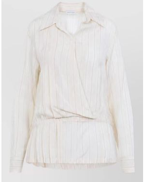 Dries Van Noten Striped Draped Wrap Blouse - White