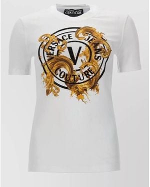 Versace Jeans Couture Short Sleeve Crew Neck Graphic Top - White