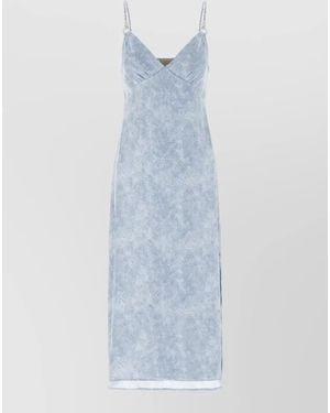 Michael Kors Floral-Print V-Neck Midi Dress - Blue