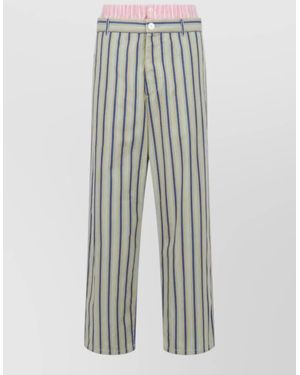 Marni Striped Wide Leg Trousers Belt Loops - Multicolour