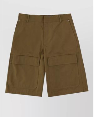 MSGM Cotton Shorts Logo Patch Belt Loops - Green
