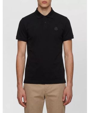 Moncler Cotton Piqué Polo Shirt Logo Detail - Black