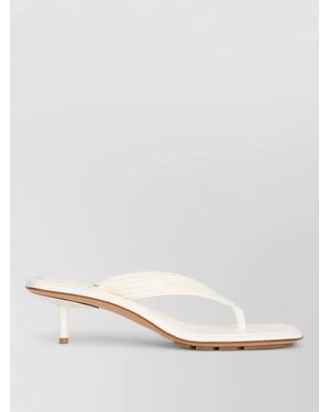 Bottega Veneta Sampieri Leather Heel Sandals Open Toe - White