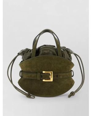 Balmain Shuffle Mini Bucket Bag Suede Handle Strap - Green