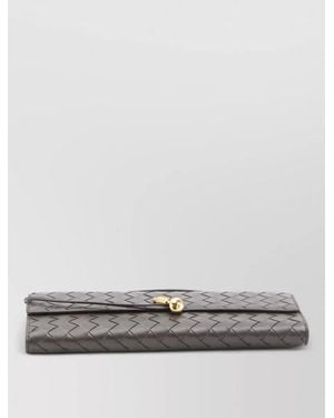 Bottega Veneta Andiamo Lambskin Long Clutch Bag - Grey
