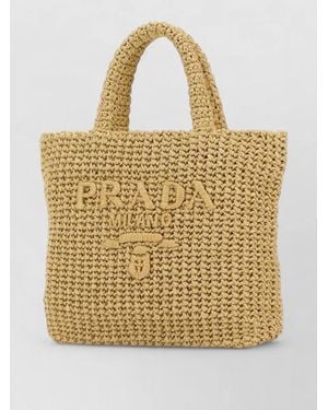 Prada Na Na Raffia Shoulder Bag - Natural