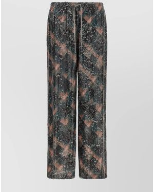 Dries Van Noten Viscose Wide-Leg Trousers - Grey