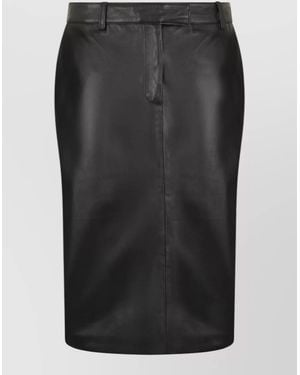 GIUSEPPE DI MORABITO Leather High-Rise Midi Pencil Skirt - Black