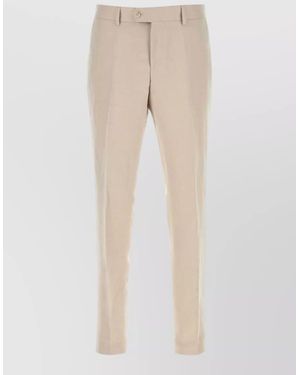 BOSS Lyocell Blend Tailored Trousers Belt Loops - Natural