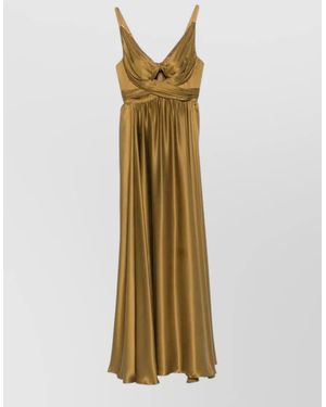 Zimmermann Silk Dress Cut Out Keyhole Pleated - Metallic