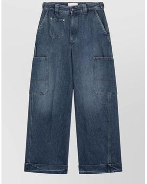 Givenchy Denim Cropped Cocoon Cargo Wide-Leg Trousers - Blue