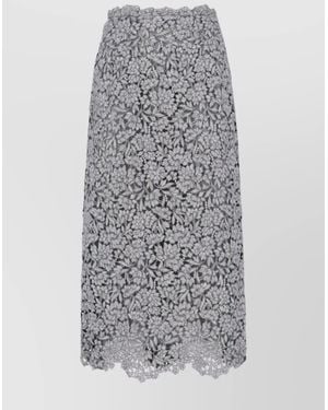 Ermanno Scervino Lace Floral Pattern Skirt Slit - Gray