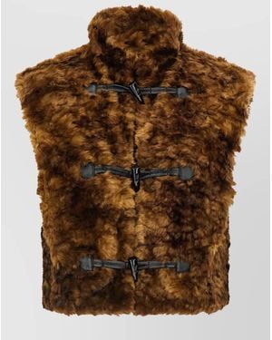 Isabel Marant Faux Fur Sleeveless High-Neck Vest - Brown