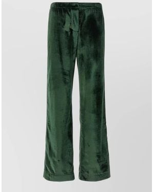 F.R.S For Restless Sleepers Velvet Trousers Elastic Waistband Button Back Pockets - Green
