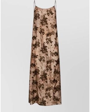 Uma Wang Anaya Midi Dress Pomegranate Floral Print - Natural