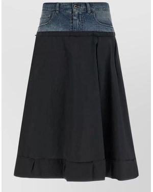 Maison Margiela A Line Skirt Contrast Fabrics Denim Waistband - Black