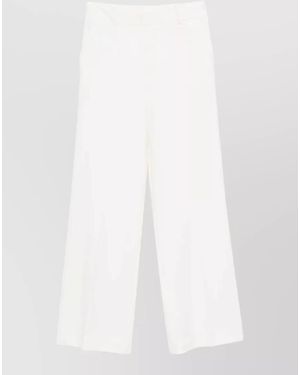 P.A.R.O.S.H. Trousers Wide Leg Belt Loops Pockets - White