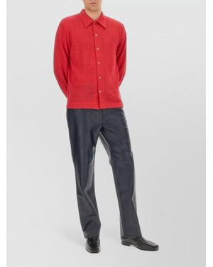 Séfr Linen Regular-Fit Shirt - Red