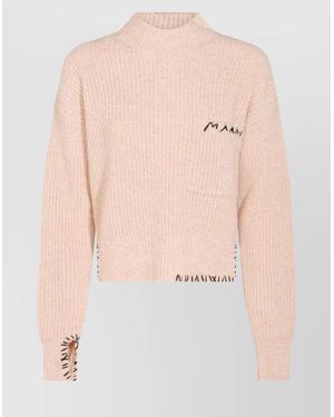 Marni Cozy Turtleneck Knit Sweater Design - Natural