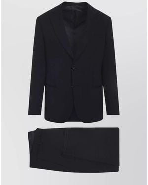 Giorgio Armani Virgin Wool Suit Notch Lapel - Blue