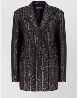 Missoni Sequined Checked Double-Breasted Blazer - Black