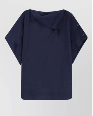 Soeur Issa Linen Blend Boat Neck Top - Blue