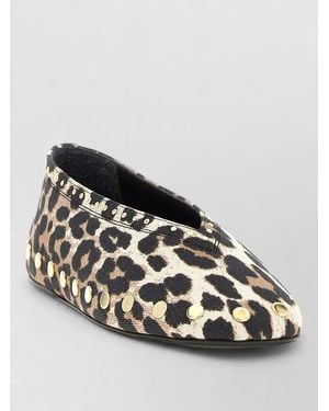 Ganni Jenny Ballerina Flats Studs Leopard - Black