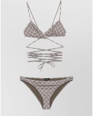 Gucci Gg Logo Triangle Bikini Set Adjustable - Grey