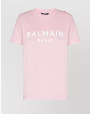 Balmain 3 Buttons Printed T-Shirt - Pink