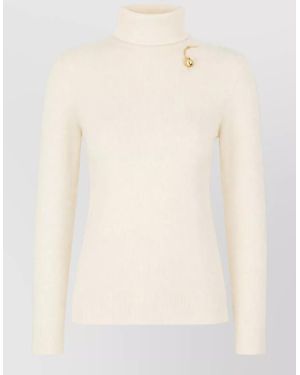 Alberta Ferretti Turtleneck Ribbed Top Detail - Natural