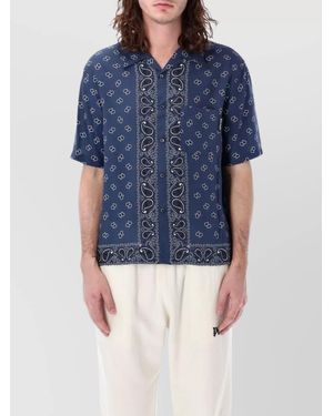 Palm Angels Paisley-Print Short-Sleeve Bowling Shirt - Blue