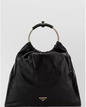Prada Bucket Lamb Leather Clutch Bag - Black