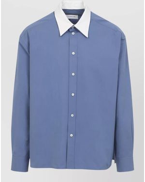 Lanvin Loose Fit Shirt Contrasting Collar Cuffs - Blue