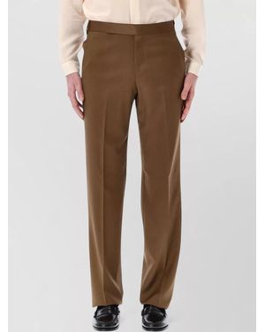Lardini Stretch Crepe Gabardine Tailored Trousers 23 Hem - Brown