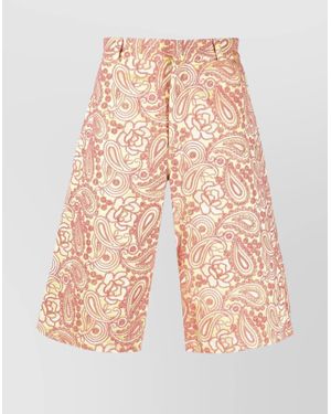 Bluemarble Embroidered Knee-Length Tailored Shorts - Pink
