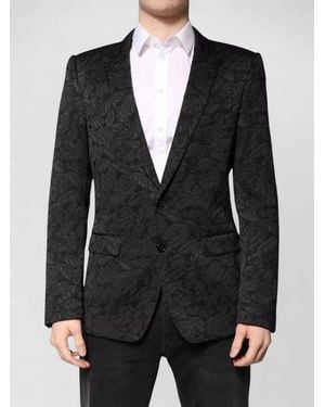 Dolce & Gabbana Floral-Brocade Single-Breasted Blazer - Black