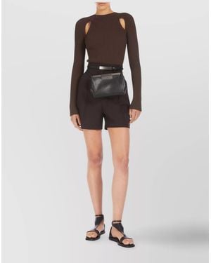 Max Mara Ribbed Cutout Long-Sleeve Crop Top - Black