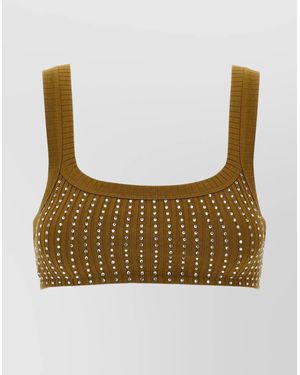 The Attico Crystal Square Neckline Sleeveless Cropped Top - Multicolor